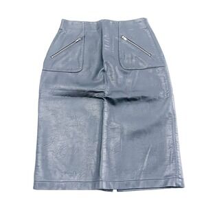 Zara Green A-Line Faux Leather Skirt Zipper Accent SZ M